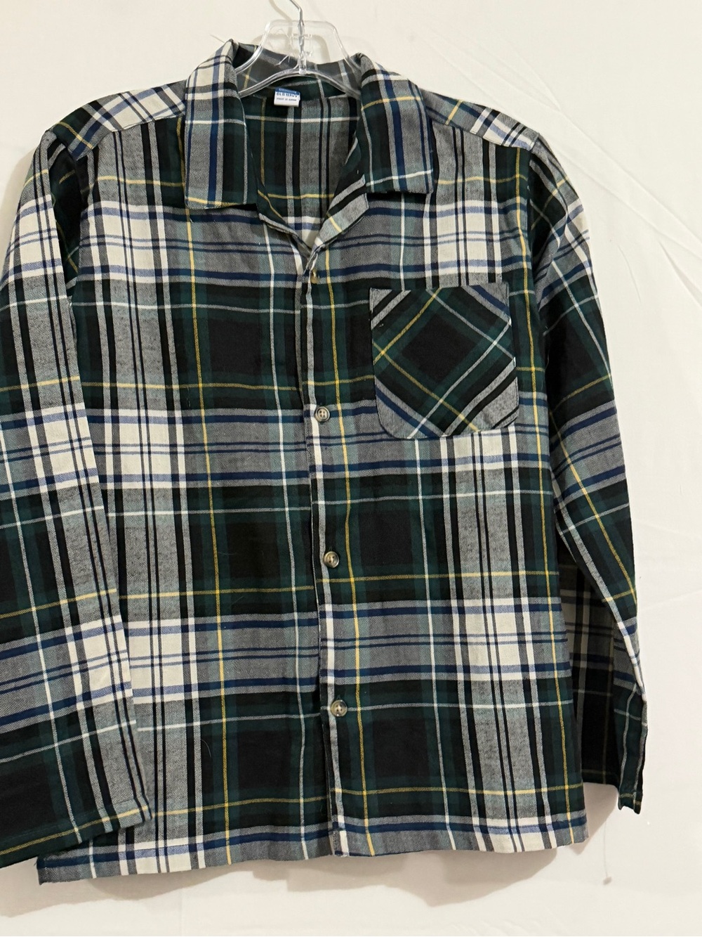 Old Navy Black and Green Plaid Button-Down Shirt